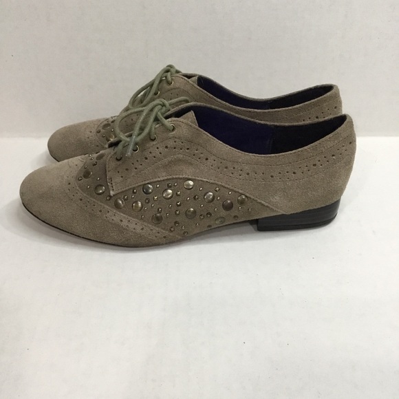 Libby Edelm Raina Suede Lace Up Studded Flats - Picture 2 of 11